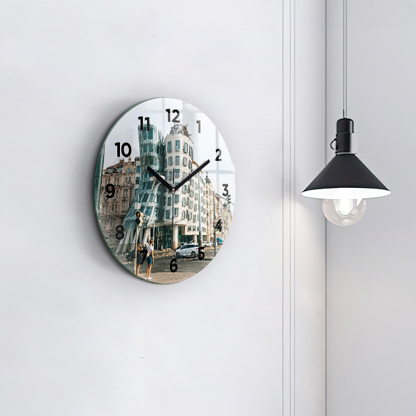 Round glass clock Dancing House Prague