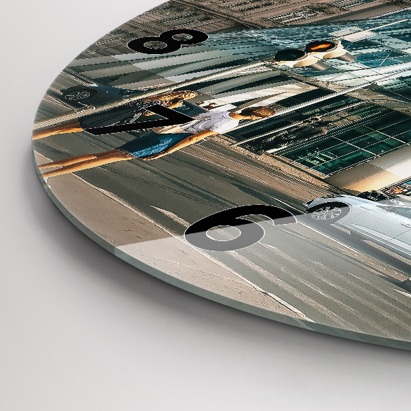 Round glass clock Dancing House Prague