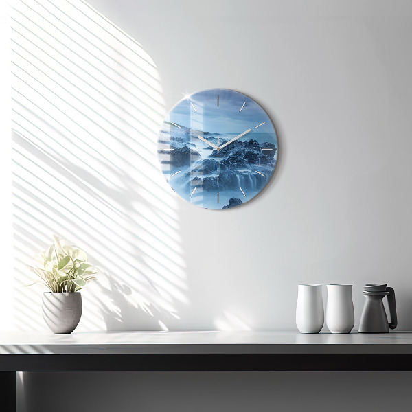Round glass clock Lighthouse