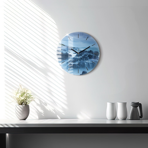 Round glass clock Lighthouse