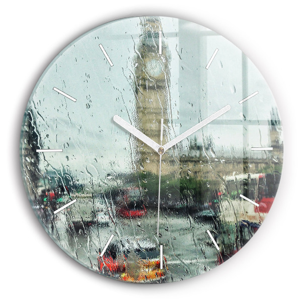 Round glass clock Rainy London