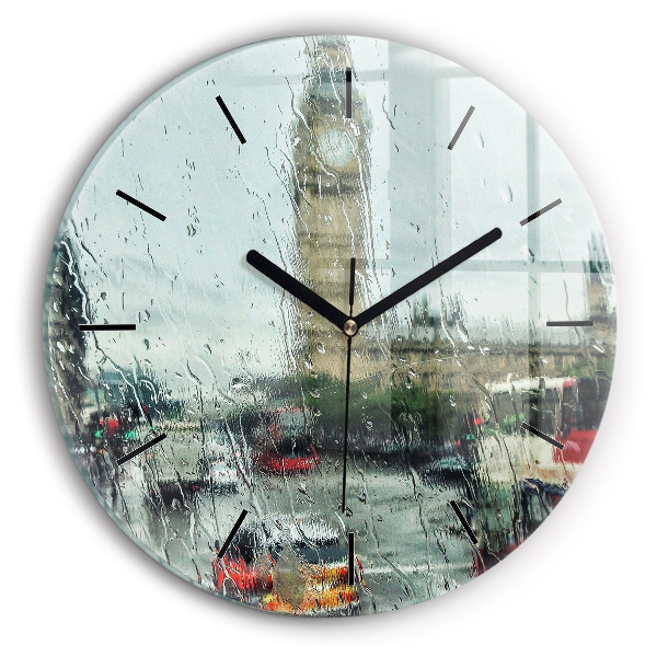 Round glass clock Rainy London