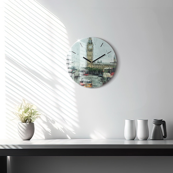 Round glass clock Rainy London