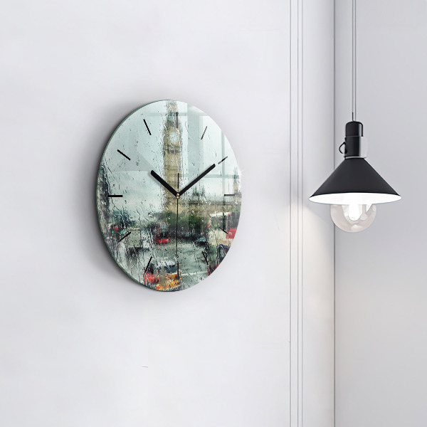 Round glass clock Rainy London