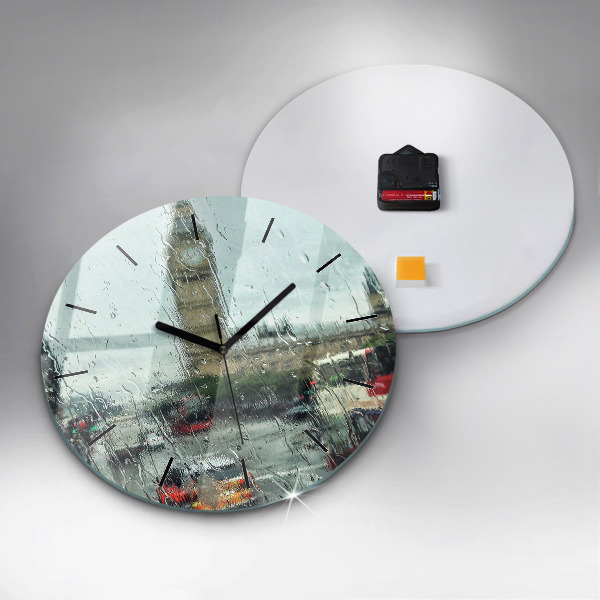 Round glass clock Rainy London
