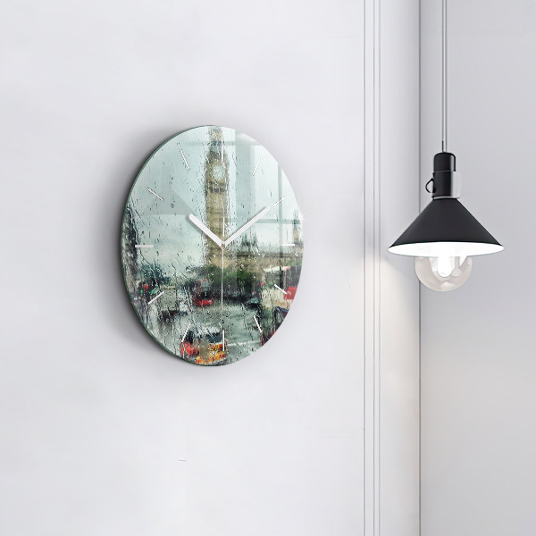 Round glass clock Rainy London