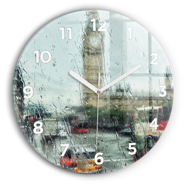 Round glass clock Rainy London