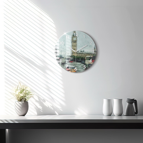 Round glass clock Rainy London