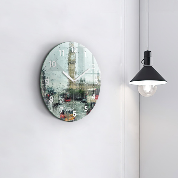 Round glass clock Rainy London