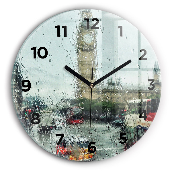 Round glass clock Rainy London