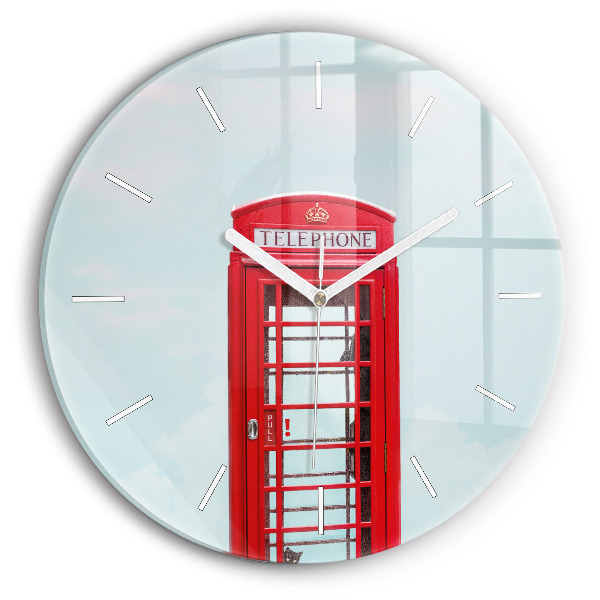 Round glass clock Public phone