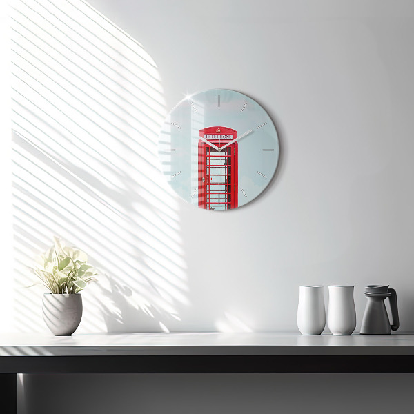 Round glass clock Public phone
