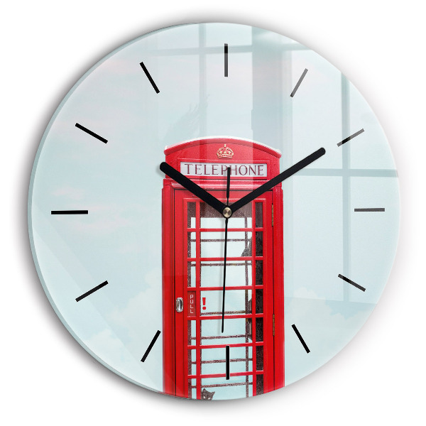 Round glass clock Public phone