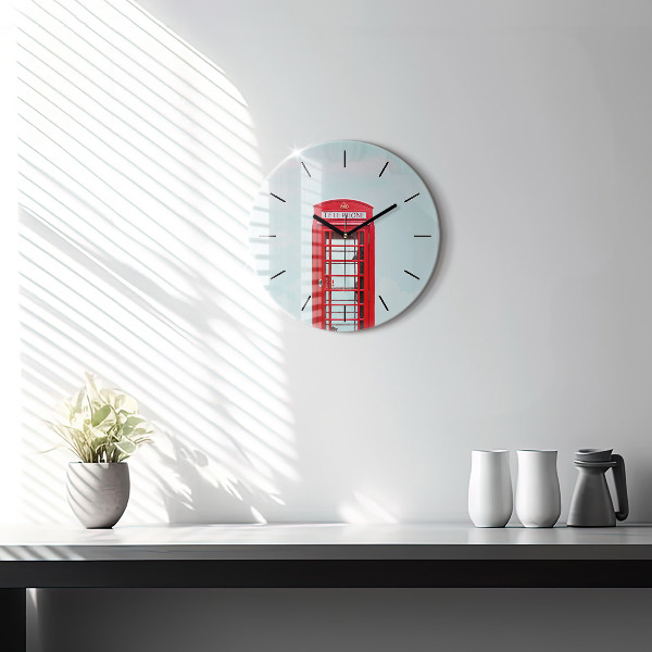 Round glass clock Public phone