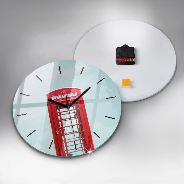 Round glass clock Public phone