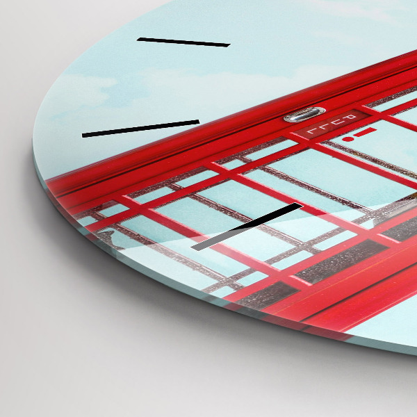 Round glass clock Public phone
