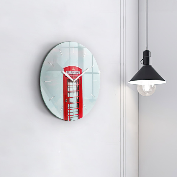 Round glass clock Public phone