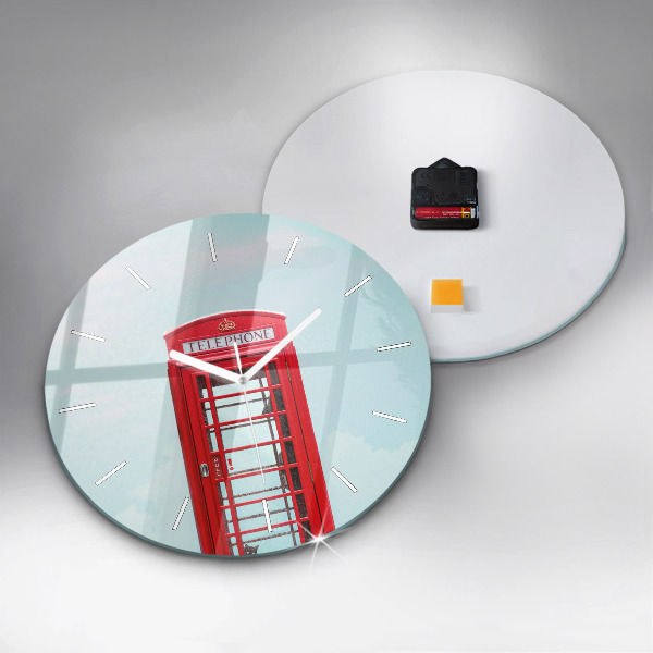 Round glass clock Public phone