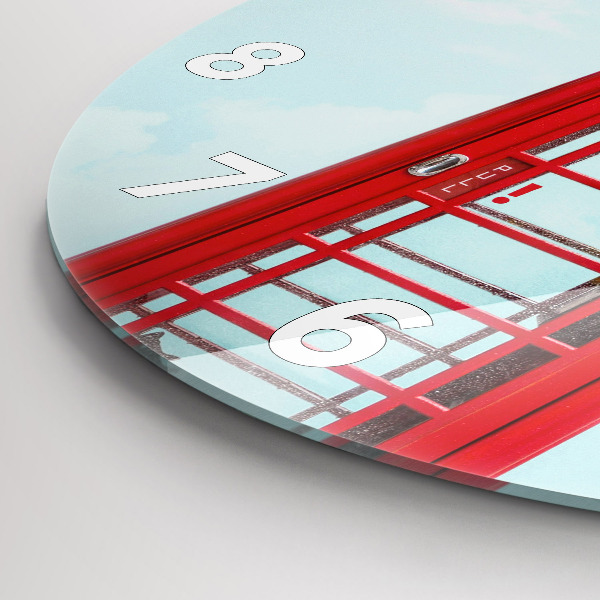 Round glass clock Public phone