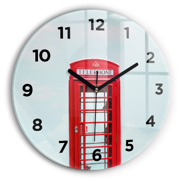 Round glass clock Public phone
