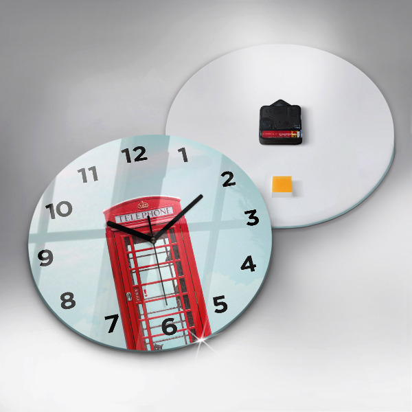 Round glass clock Public phone
