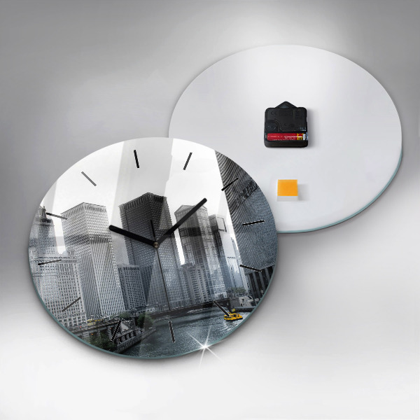 Round glass clock City panorama