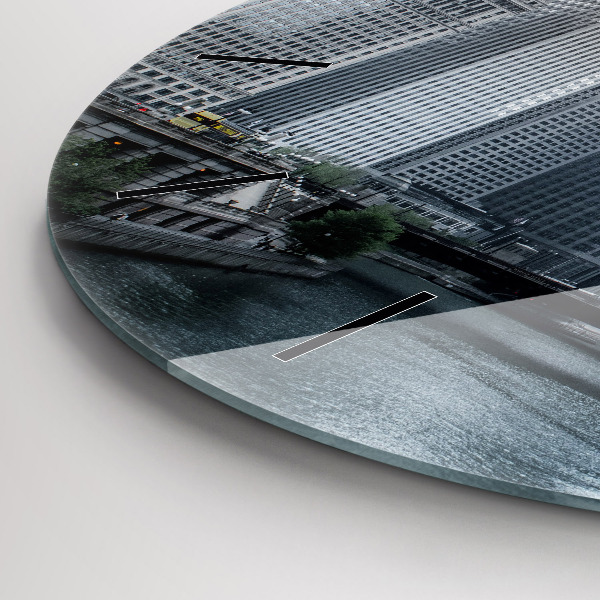 Round glass clock City panorama