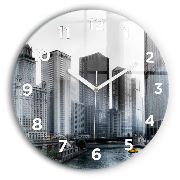Round glass clock City panorama