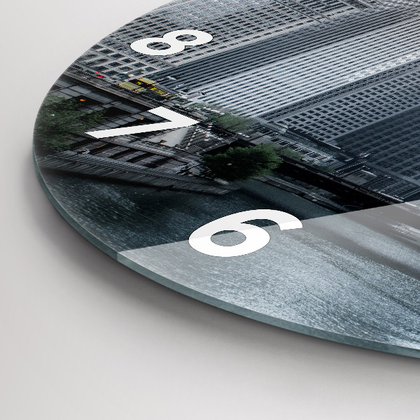 Round glass clock City panorama