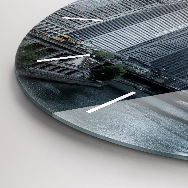 Round glass clock City panorama