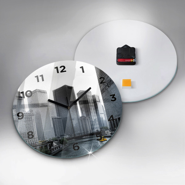 Round glass clock City panorama