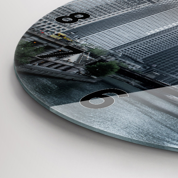 Round glass clock City panorama