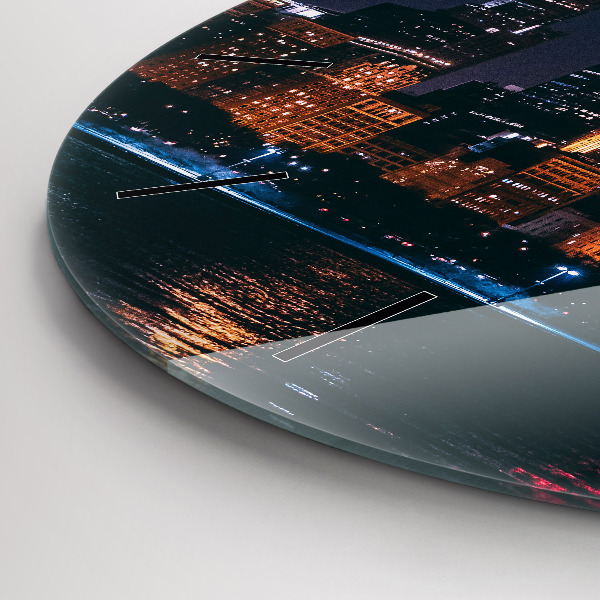 Round glass clock Chicago Cityscape