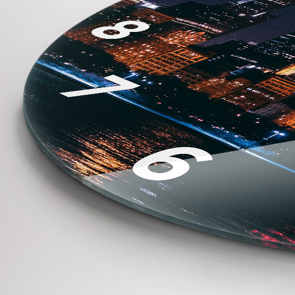 Round glass clock Chicago Cityscape