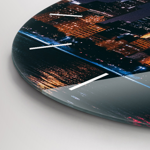 Round glass clock Chicago Cityscape