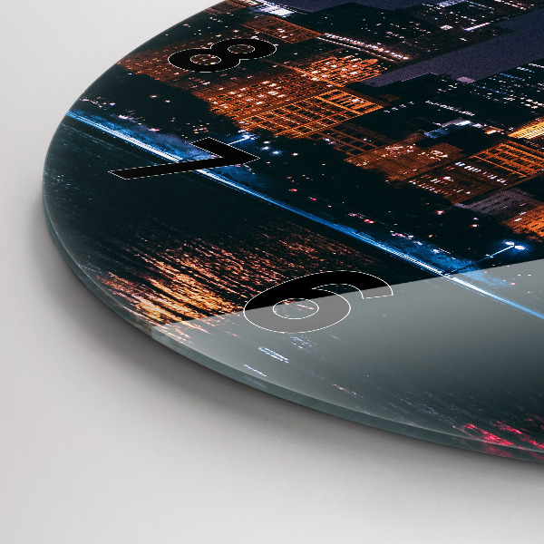 Round glass clock Chicago Cityscape