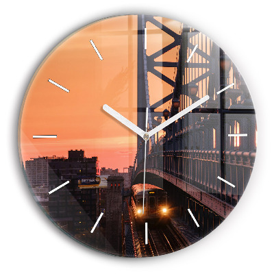 Round glass clock Benjamin Franklin Bridge