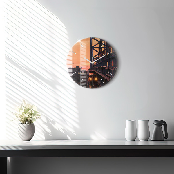 Round glass clock Benjamin Franklin Bridge