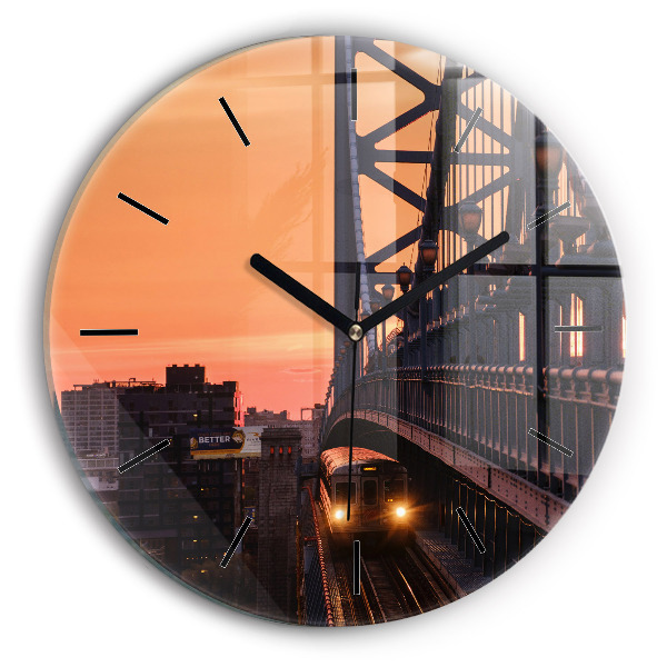 Round glass clock Benjamin Franklin Bridge