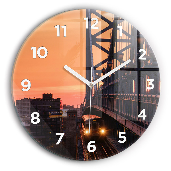Round glass clock Benjamin Franklin Bridge
