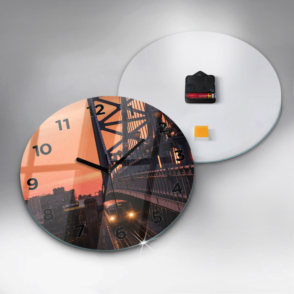 Round glass clock Benjamin Franklin Bridge