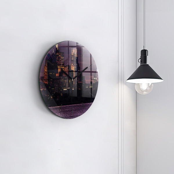 Round glass clock Philadelphia City Skyline