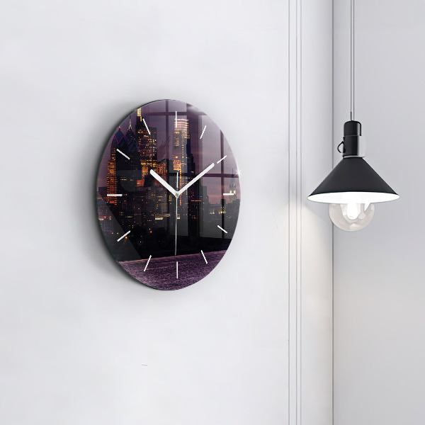 Round glass clock Philadelphia City Skyline