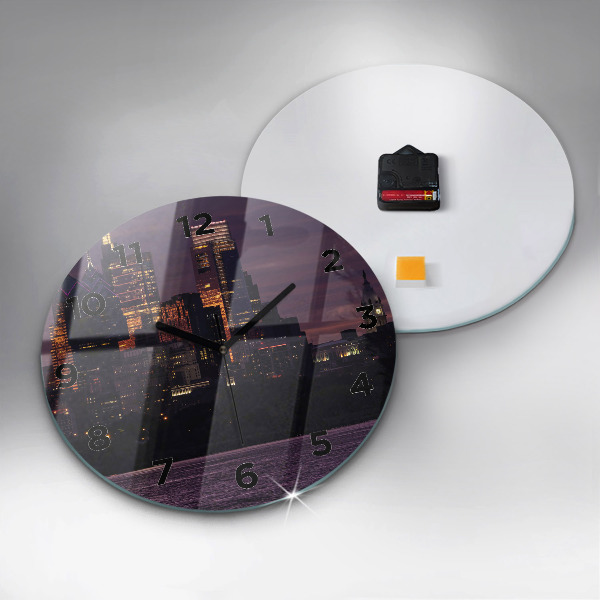 Round glass clock Philadelphia City Skyline