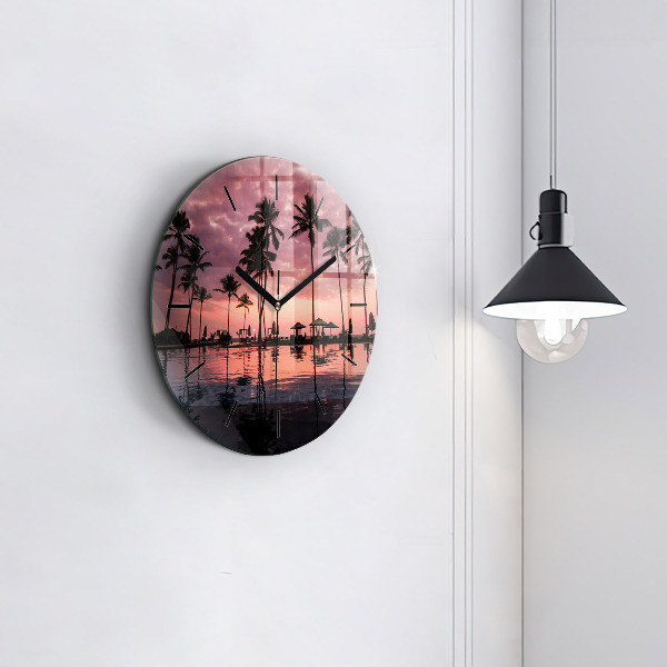 Round glass clock Palm trees in Hawaii