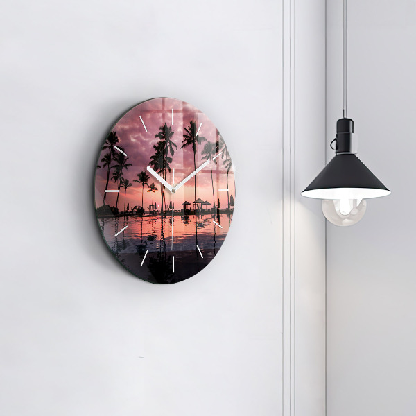 Round glass clock Palm trees in Hawaii