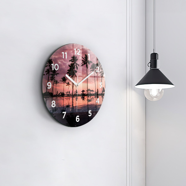 Round glass clock Palm trees in Hawaii
