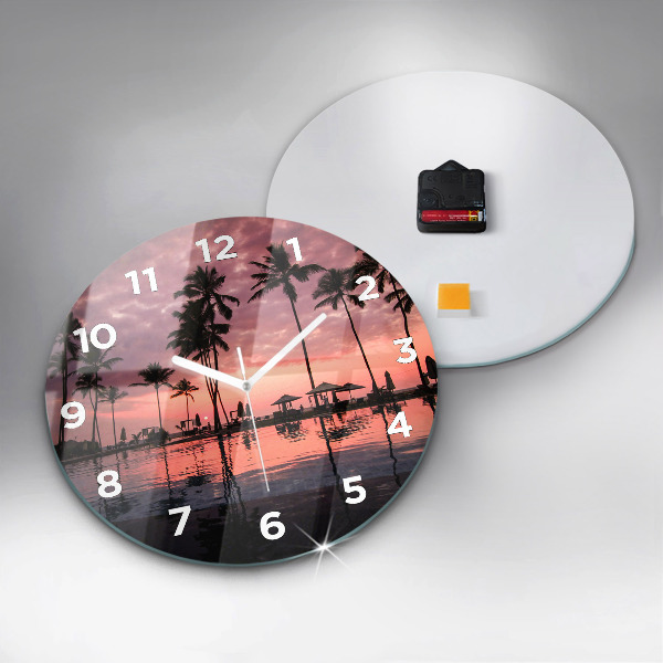 Round glass clock Palm trees in Hawaii