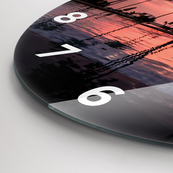 Round glass clock Palm trees in Hawaii