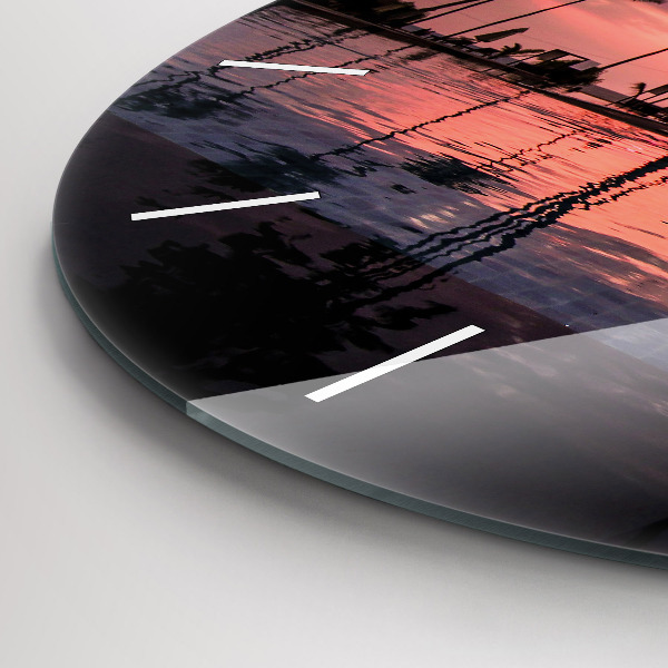 Round glass clock Palm trees in Hawaii
